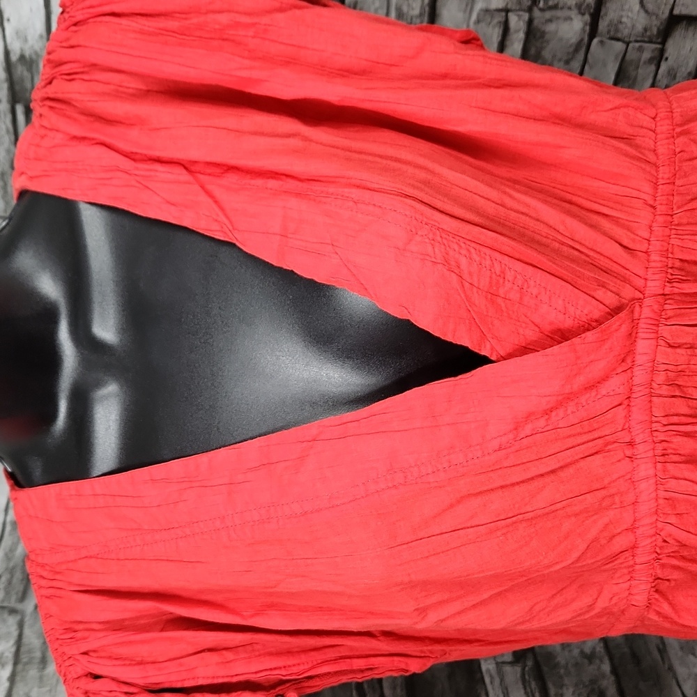 Lauren Ralph Lauren Red Gauze Tie-Sleeve Dress - Picture 6 of 10